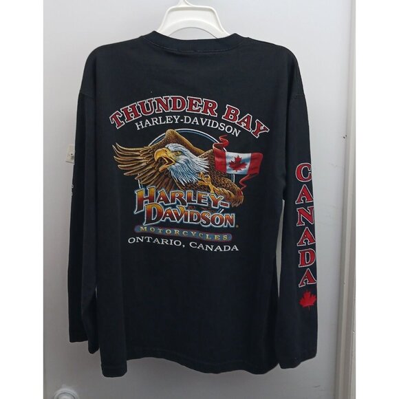 Harley-Davidson Men's Shirt M Thunder Bay Ontario Canada Long Sleeve 3 Buttons - Picture 3 of 13
